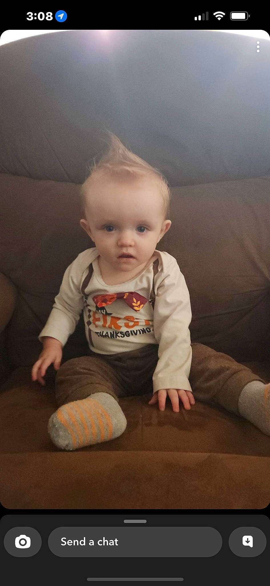 Thomas is registered to the contest to win money with this photo: baby, baby_toddler_clothing, cheek, child, chin, comfort, eye, face, flash_photography, flooring, hairstyle, happy, head, nose, person, sitting, skin, sleeve, t_shirt, toddler
