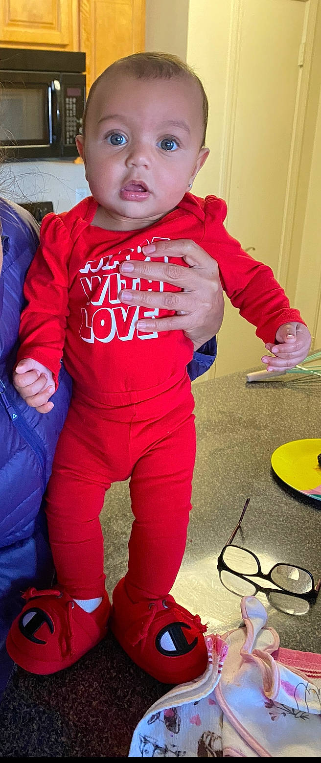 Tiara Royalty joined the competition — help win amazing prizes! baby_toddler_clothing, blue, cool, electric_blue, flooring, jersey, magenta, outerwear, person, pink, purple, red, sleeve, sportswear, surprise, t_shirt, textile, thigh, toddler, vision_care