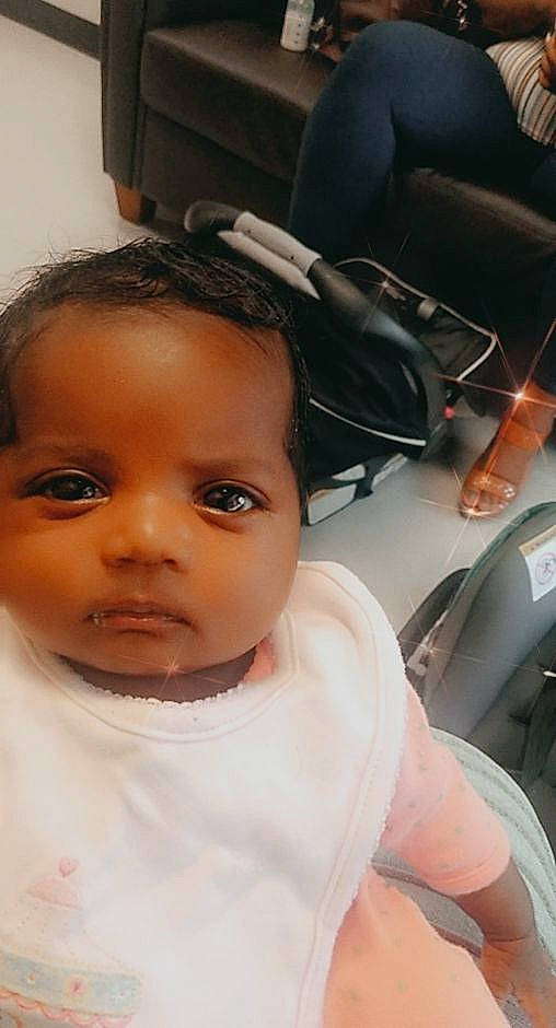 Madyson is registered to the contest to win money with this photo: baby, black_hair, cheek, child, chin, ear, eyebrow, face, forehead, hair, hairstyle, head, lip, nose, person, skin, smile, toddler