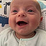 Arthur-James is registered to the contest to win money with this photo: baby, babylaughing, bodypart, clothing, cushion, face, furniture, happy, head, homedecor, laughing, mouth, newborn, person, photography, portrait, quilt, smile, t_shirt, teeth