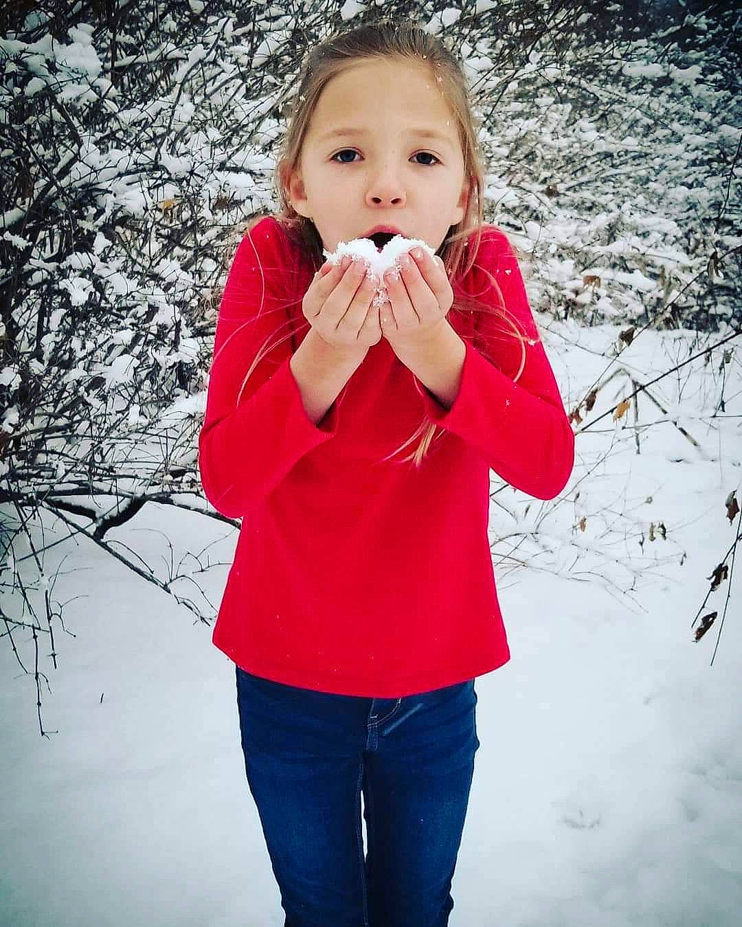 Aubrianna joined the competition — help win amazing prizes! beauty, cheek, child, child_model, eye, finger, freezing, jacket, lip, mouth, nose, outerwear, person, photography, pink, plant, red, snow, standing, toddler