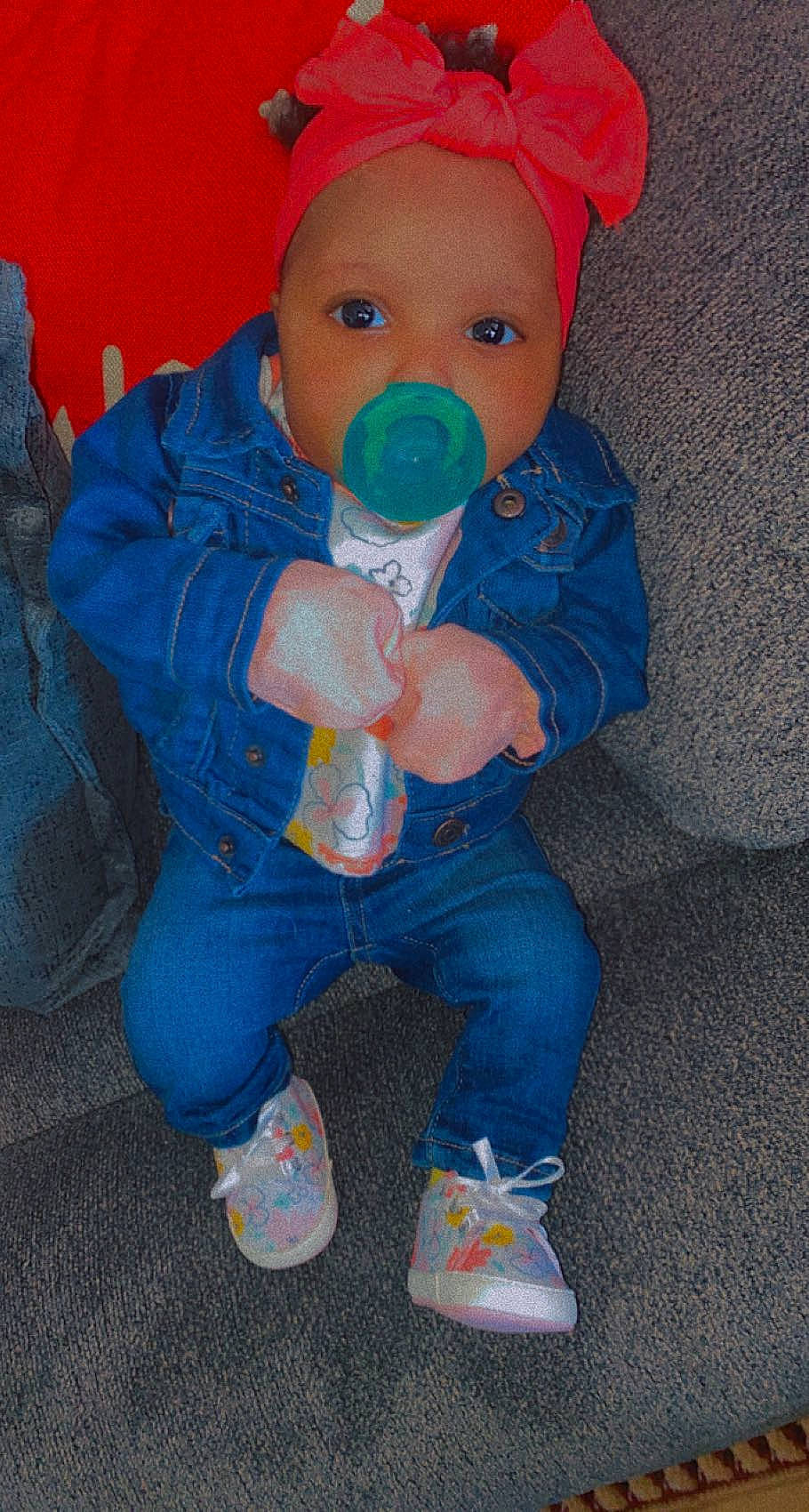 Kali is registered to the contest to win money with this photo: baby, baby_products, baby_toddler_clothing, baby_toys, beanie, cap, cheek, child, comfort, electric_blue, fun, leg, nose, person, play, sitting, sleeve, standing, toddler, toy