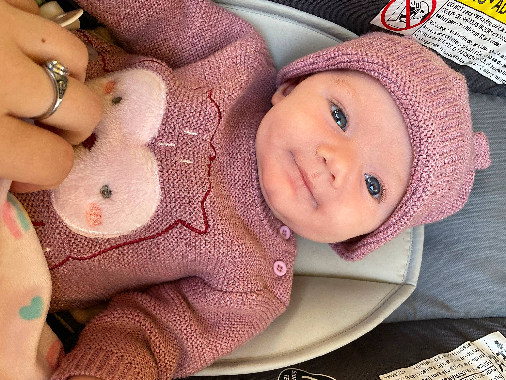 Braxtyn joined the competition — help win amazing prizes! baby, baby_toddler_clothing, cap, cheek, happy, hat, headwear, human_body, iris, lip, mouth, nose, person, pink, product, skin, sleeve, smile, sun_hat, textile