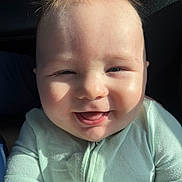 Waylon joined the competition — help win amazing prizes! baby, smile, face, child, infant, hair, clothing, light, sunlight, portrait, happy, cute, closeup, skin, sitting, person, indoors, expression, young, warm