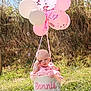 Bonnie Boo is registered to the contest to win money with this photo: baby, basket, balloons, pink, outdoor, grass, bubbles, child, sunny, nature, cute, portrait, person, celebration, sky, greenery, dress, infant, happy, daytime