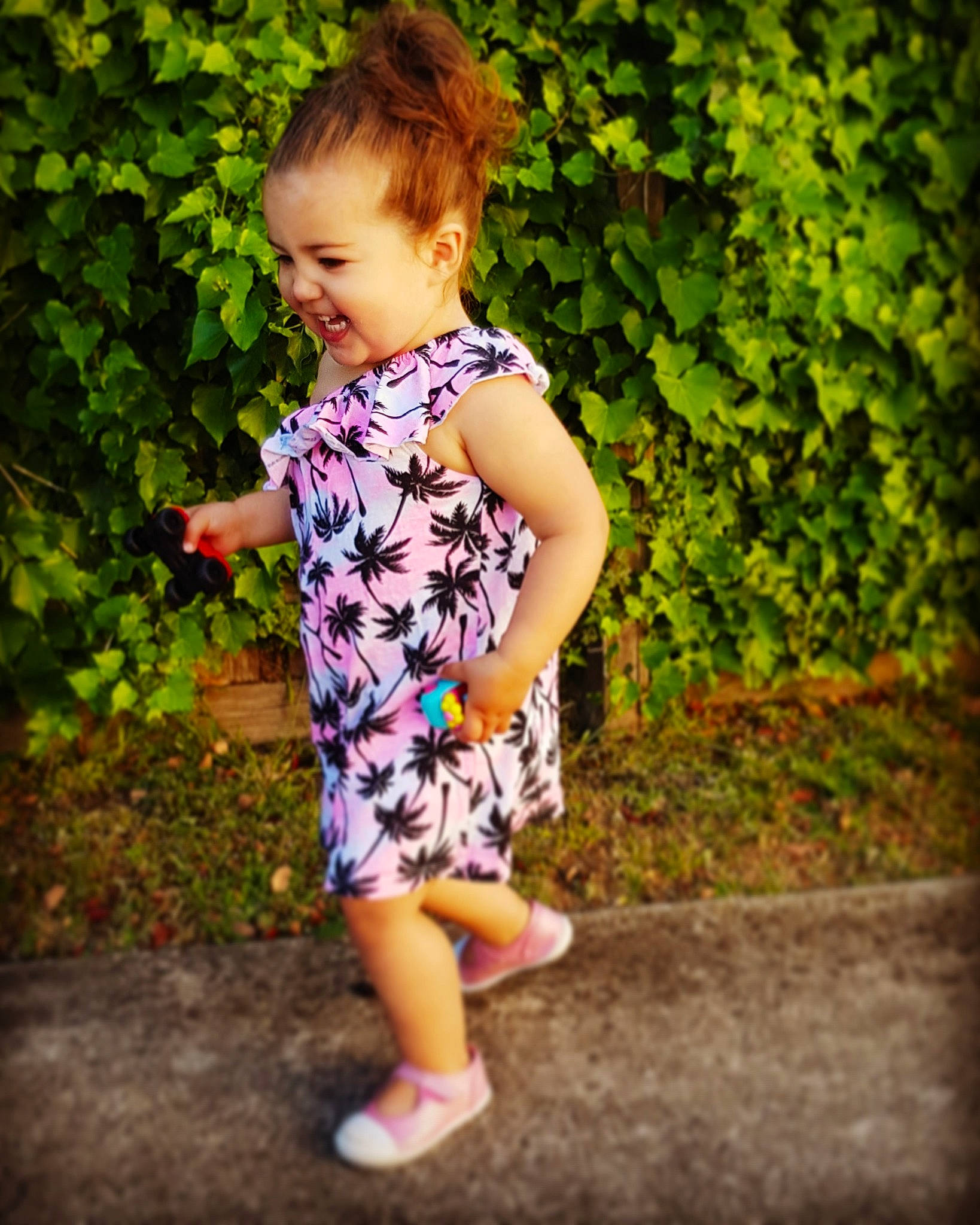 Aisha joined the competition — help win amazing prizes! baby, beauty, child, child_model, dress, flower, footwear, grass, pattern, person, photography, pink, plant, play, shoe, smile, spring, standing, summer, toddler