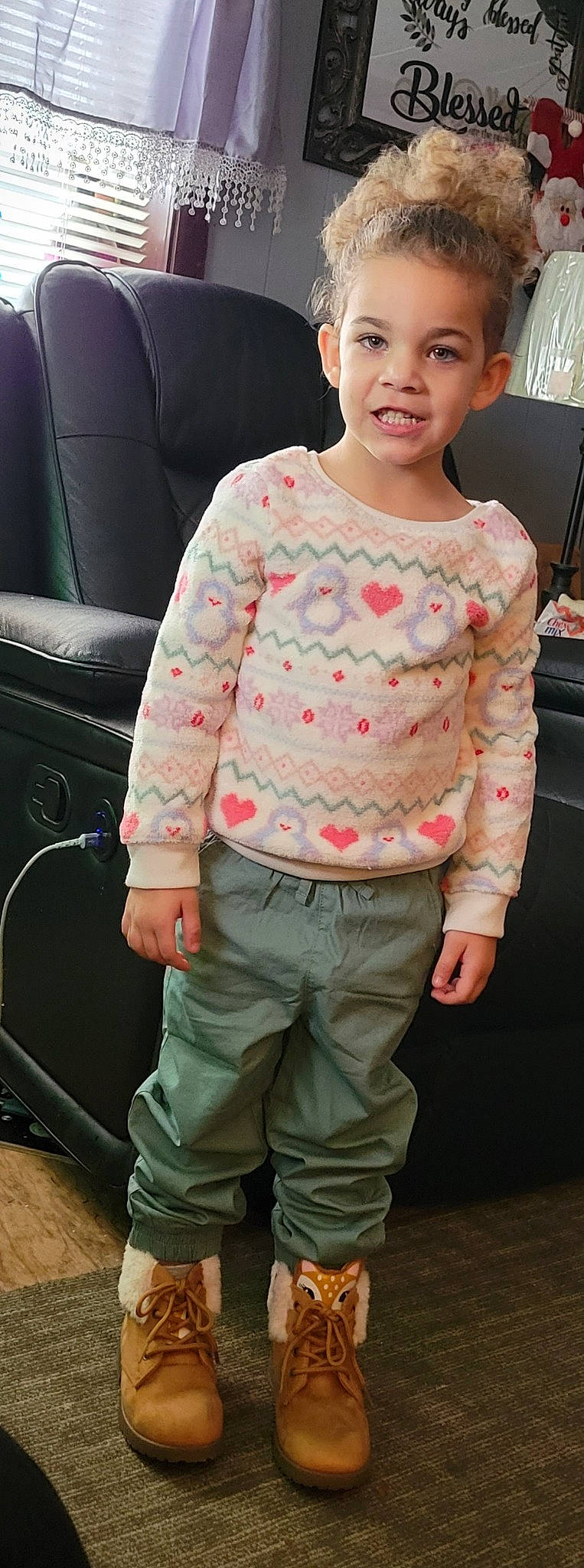 Kambrie is registered to the contest to win money with this photo: child, cool, denim, dress_shirt, eyewear, fashion, flash_photography, hairstyle, happy, joint, joy, pattern, person, pocket, shoulder, sleeve, standing, t_shirt, toddler, vehicle_door