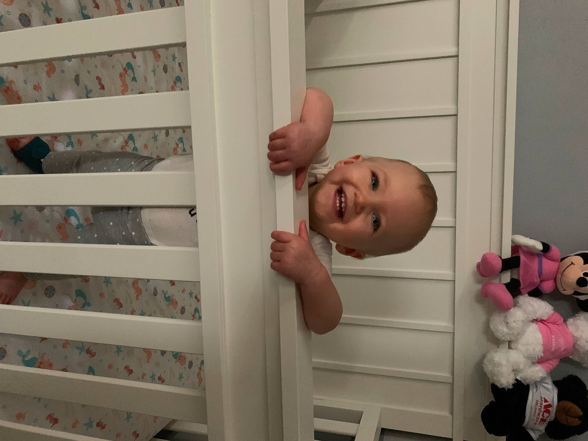 Sophia is registered to the contest to win money with this photo: baby, baby_products, baby_safety, baby_toddler_clothing, cheek, child, cradle, eye, happy, infant_bed, joy, nose, nursery, person, pink, room, skin, smile, textile, toddler