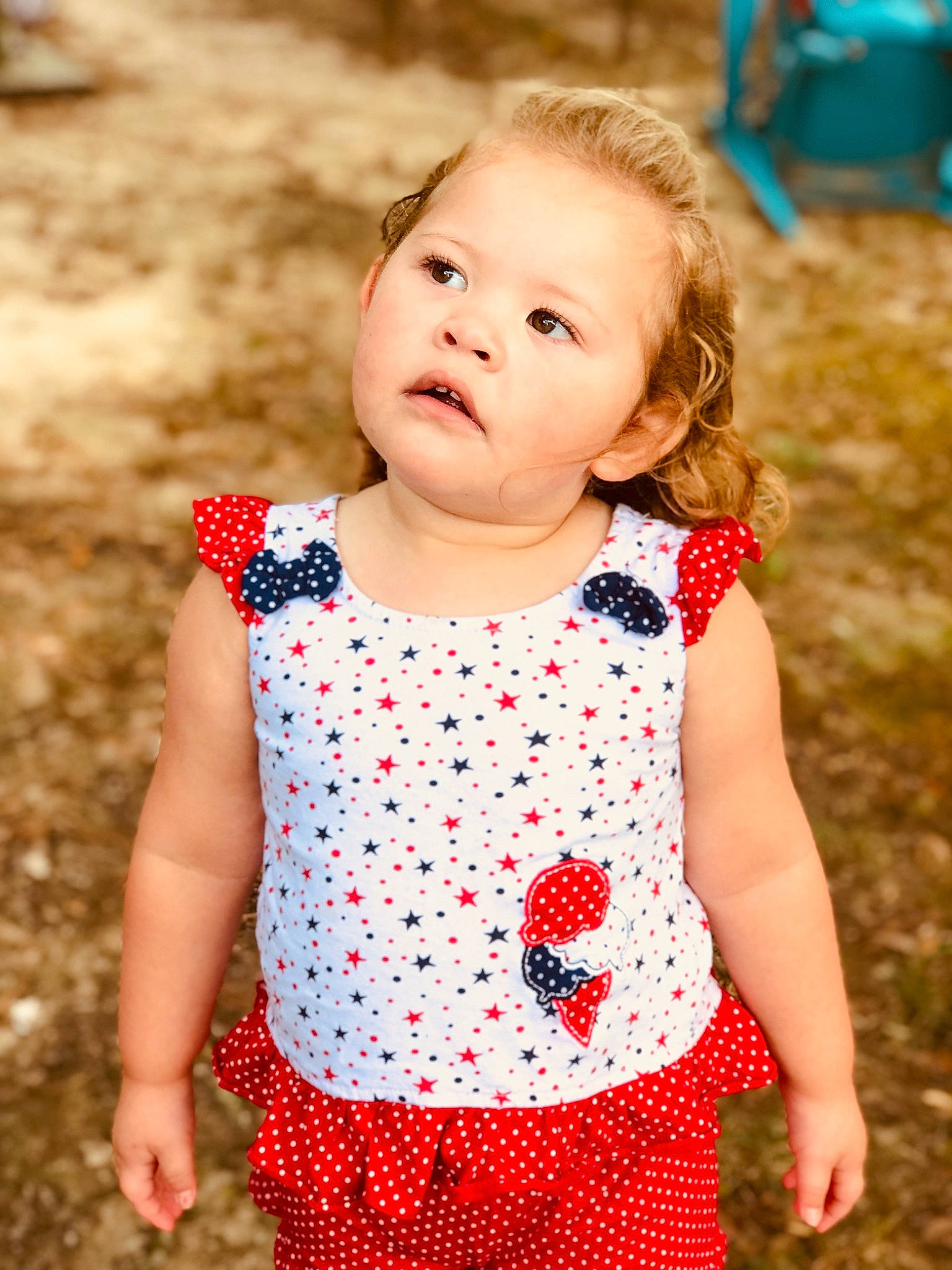 Laura Kathryn is registered to the contest to win money with this photo: baby_toddler_clothing, blue, child, day_dress, face, flash_photography, grass, green, happy, one_piece_garment, people_in_nature, person, photograph, red, sleeve, standing, t_shirt, toddler, waist, white