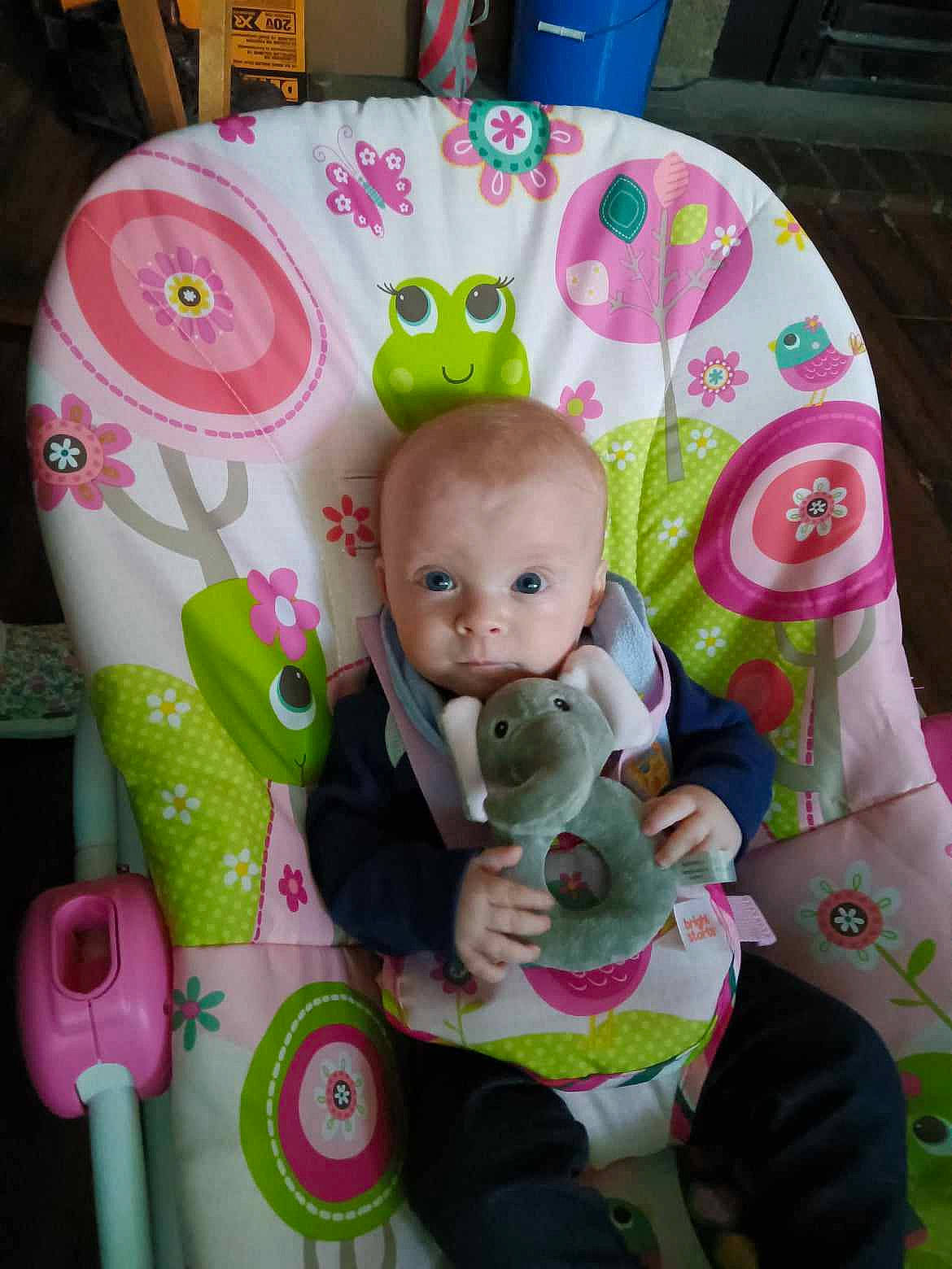 Ellianna is registered to the contest to win money with this photo: baby, baby_carriage, baby_products, baby_safety, baby_toddler_clothing, baby_toys, cheek, child, comfort, fun, head, linens, magenta, person, pink, play, product, room, sitting, stuffed_toy