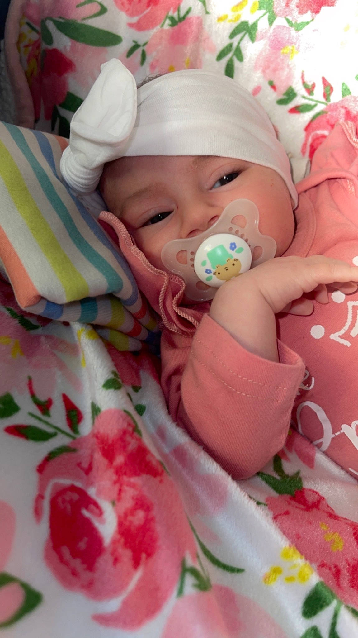 Adelaide is registered to the contest to win money with this photo: baby, baby_products, baby_safety, baby_sleeping, baby_toddler_clothing, beanie, cap, cheek, child, comfort, hat, headwear, linens, pattern, peach, person, petal, pink, skin, sweetness
