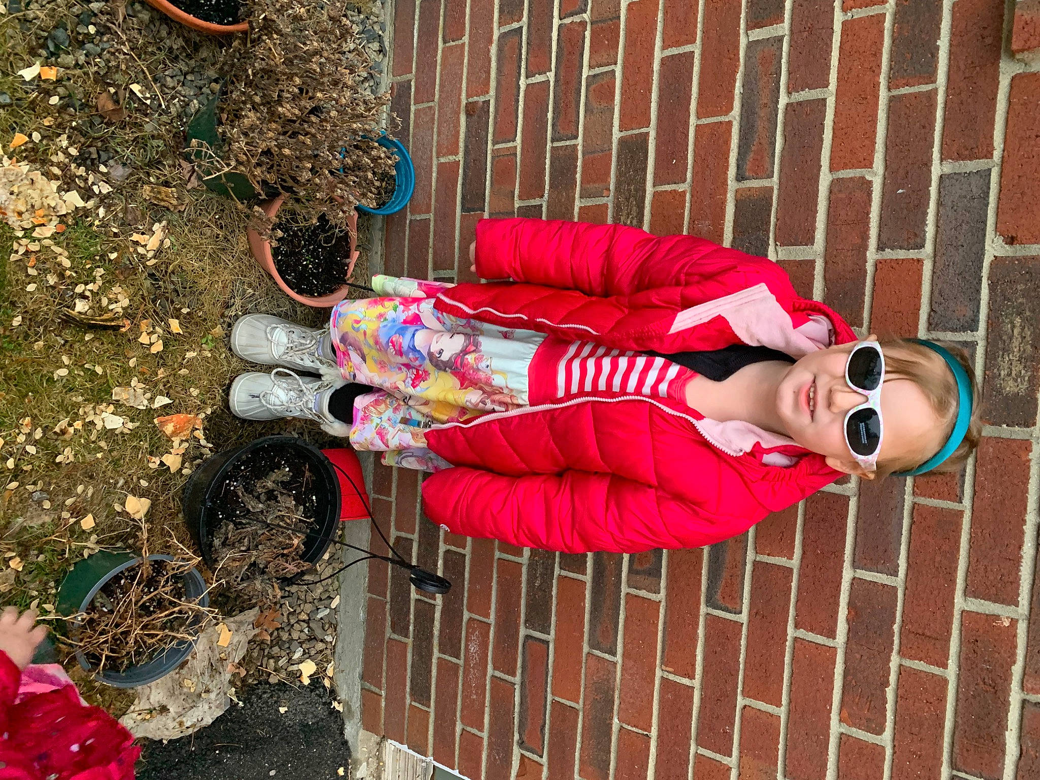 Adeline joined the competition — help win amazing prizes! brick, brickwork, dress, event, eyewear, fun, goggles, human_leg, magenta, pattern, people_in_nature, person, pink, plant, shoe, smile, street_fashion, sunglasses, textile, thigh
