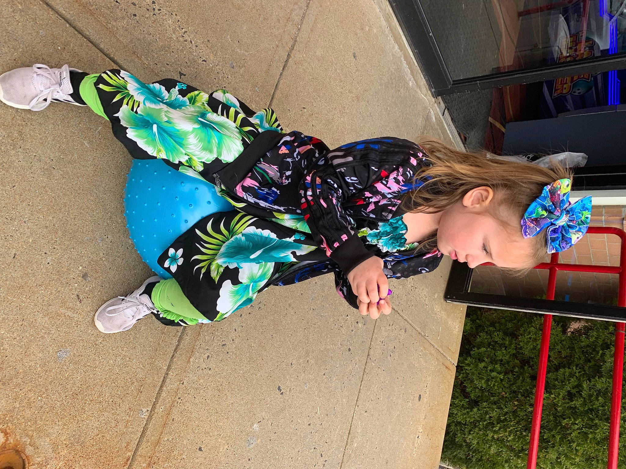 Adeline joined the competition — help win amazing prizes! child, costume, electric_blue, eyewear, fashion_accessory, fun, grass, happy, human_leg, knee, leisure, pattern, person, sandal, street_fashion, thigh, toddler