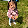 Kelanah is registered to the contest to win money with this photo: child, girl, pigtails, pink_hoodie, dandelion, daisies, grass, outdoor, sunlight, sneakers, happy, smiling, flower_chain, nature, cute, casual_clothing, standing, daylight, portrait, playful