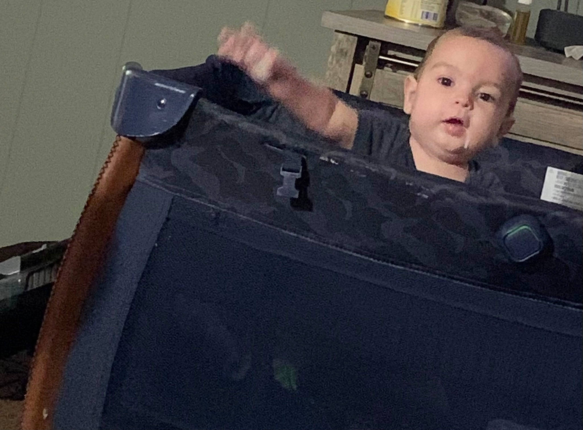 Kolton joined the competition — help win amazing prizes! auto_part, automotive_design, automotive_exterior, automotive_tire, bag, baggage, bumper, comfort, denim, eyewear, fashion_accessory, luggage_and_bags, military_camouflage, pattern, person, pocket, strap, t_shirt, toddler, vehicle_door