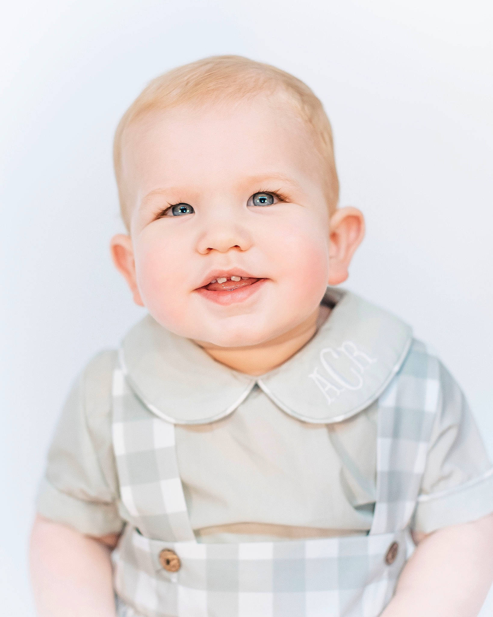 August joined the competition — help win amazing prizes! baby, baby_toddler_clothing, cheek, child, child_model, collar, dress_shirt, happy, iris, laugh, pattern, peach, person, plaid, portrait, portrait_photography, sitting, sleeve, smile, t_shirt
