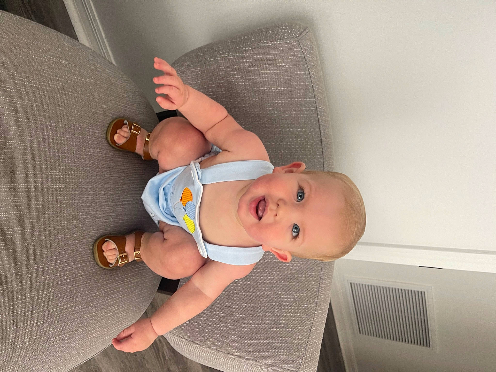 August joined the competition — help win amazing prizes! abdomen, baby, baby_products, baby_safety, baby_toddler_clothing, chest, child, comfort, diaper, elbow, flooring, human_leg, knee, person, room, smile, stomach, thigh, toddler, trunk