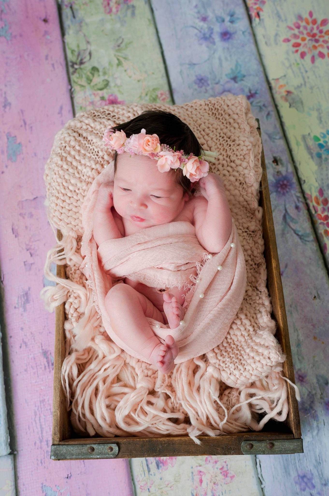 Willow is registered to the contest to win money with this photo: baby, baby_toddler_clothing, child, embellishment, fashion_accessory, hair_accessory, headgear, headpiece, headwear, jewellery, linens, magenta, pattern, peach, person, pink, portrait_photography, sitting, textile, toddler