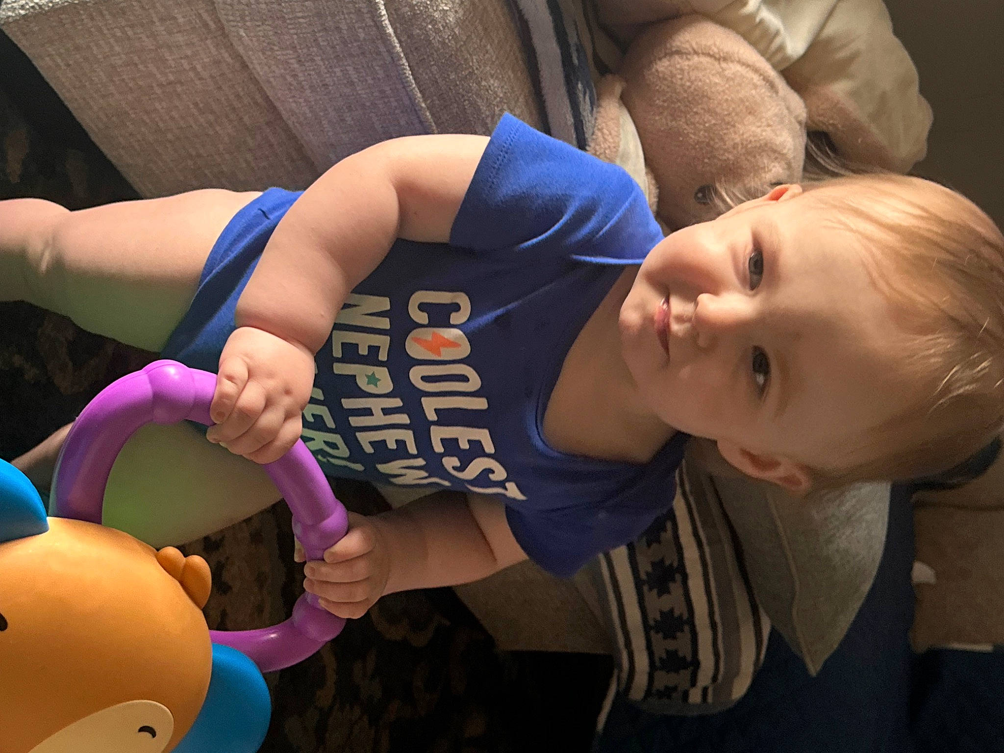 Kristopher joined the competition — help win amazing prizes! baby, baby_toddler_clothing, chest, child, comfort, elbow, facial_expression, finger, fun, hand, happy, human_body, leisure, mouth, person, play, sitting, smile, t_shirt, toddler