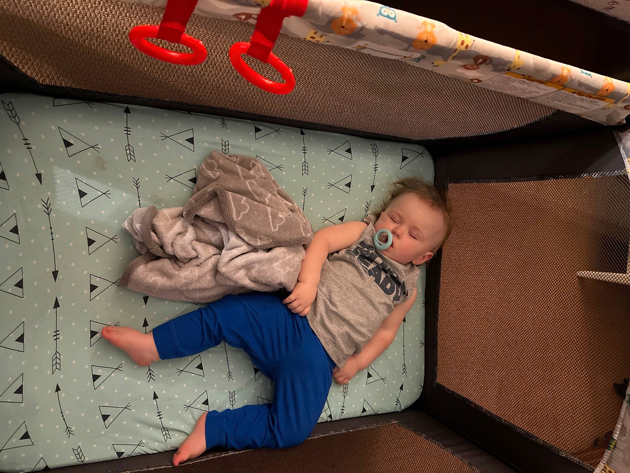 Kristopher is registered to the contest to win money with this photo: baby, baby_products, baby_toddler_clothing, bag, baggage, bed, child, comfort, flooring, fun, leisure, linens, luggage_and_bags, pattern, person, room, sitting, sneakers, t_shirt, toddler