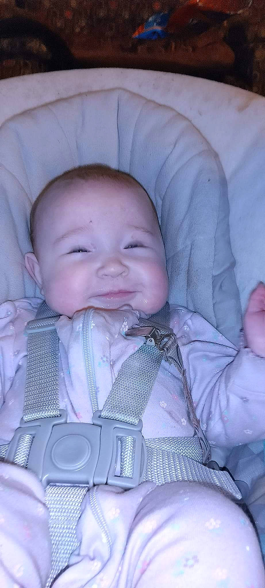 Starlynn is registered to the contest to win money with this photo: baby, baby_carriage, baby_products, baby_toddler_clothing, cheek, chin, comfort, eye, face, happy, head, iris, mouth, nose, outerwear, person, product, skin, sleeve, smile