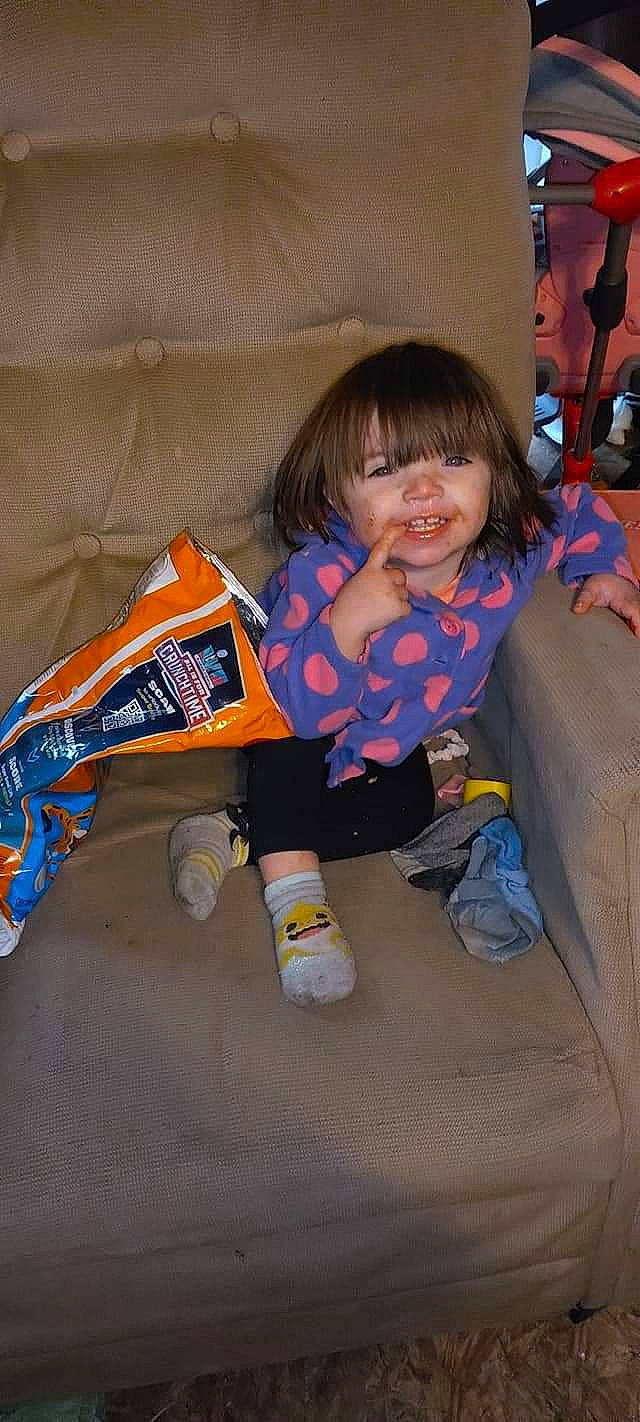 Ryleigh joined the competition — help win amazing prizes! baby_toddler_clothing, child, comfort, flooring, fun, happy, lap, person, play, room, sitting, sleeve, smile, sock, toddler