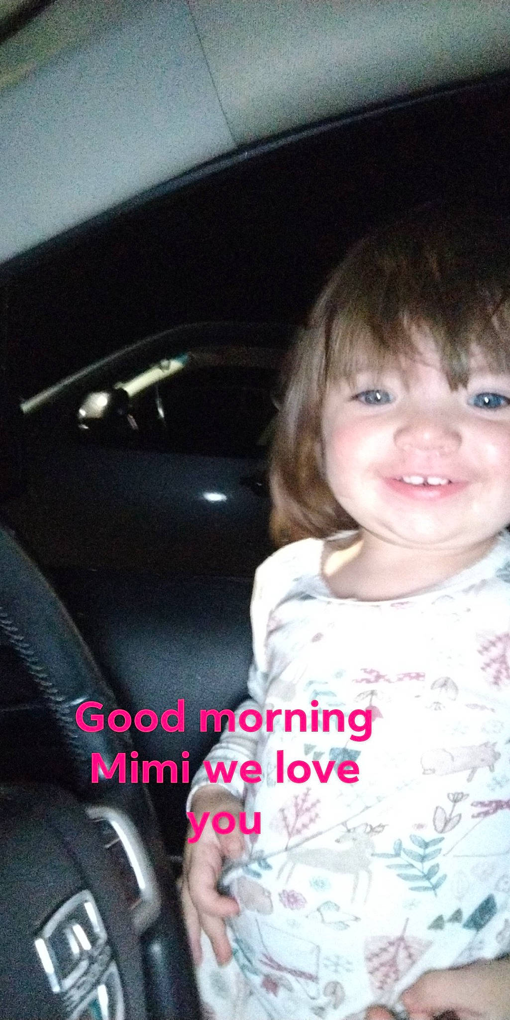 Ryleigh joined the competition — help win amazing prizes! automotive_exterior, automotive_lighting, bangs, car, car_seat_cover, child, eyelash, flash_photography, happy, head_restraint, joy, lip, motor_vehicle, person, personal_luxury_car, skin, sleeve, smile, steering_wheel, toddler