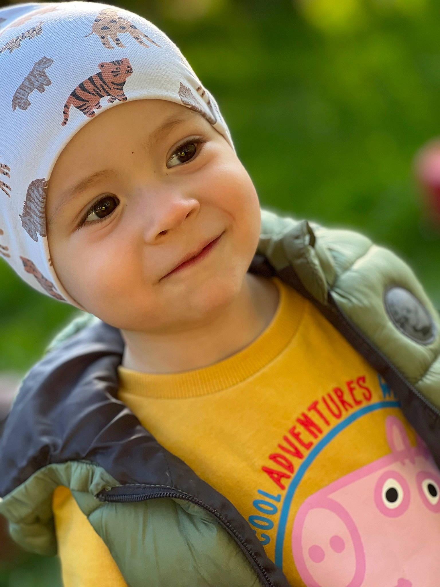 Mateo joined the competition — help win amazing prizes! baby, cap, child, chin, eye, face, fun, grass, happy, hat, headwear, joy, leisure, mammal, nose, people, people_in_nature, person, product, skin