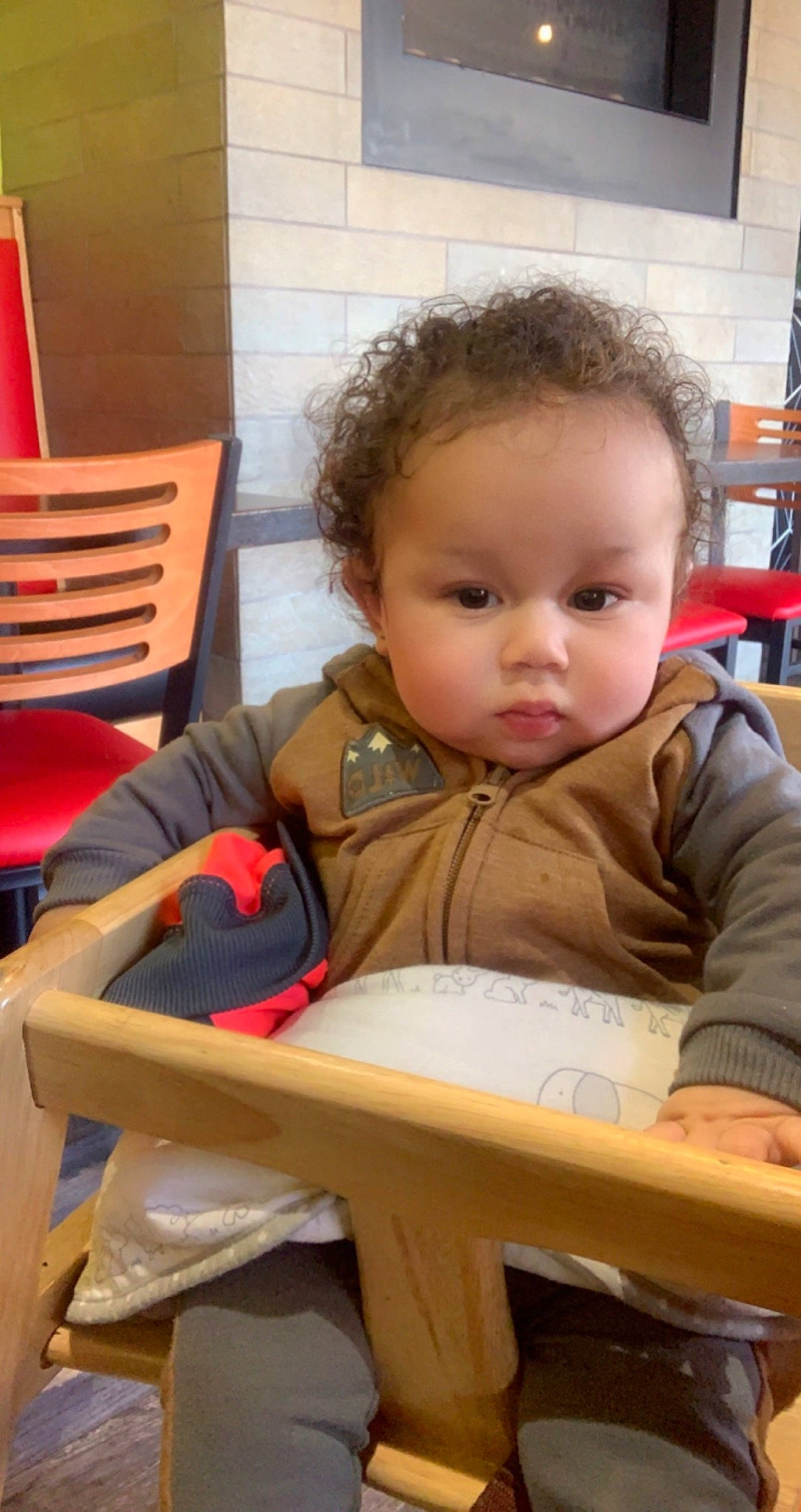 Kaleb joined the competition — help win amazing prizes! baby, baby_products, baby_toddler_clothing, chair, cheek, child, chin, curious, fun, furniture, leisure, person, room, sitting, skin, toddler, vacation, wood