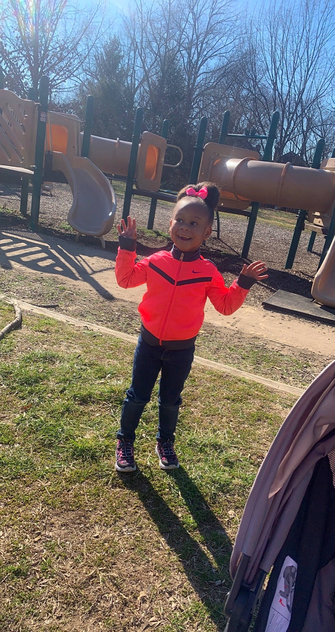 Kali is registered to the contest to win money with this photo: auto_part, automotive_tire, automotive_wheel_system, boot, child, city, fun, grass, joy, leisure, outdoor_play_equipment, person, personal_protective_equipment, pipe, plant, play, playground, recreation, soil, t_shirt