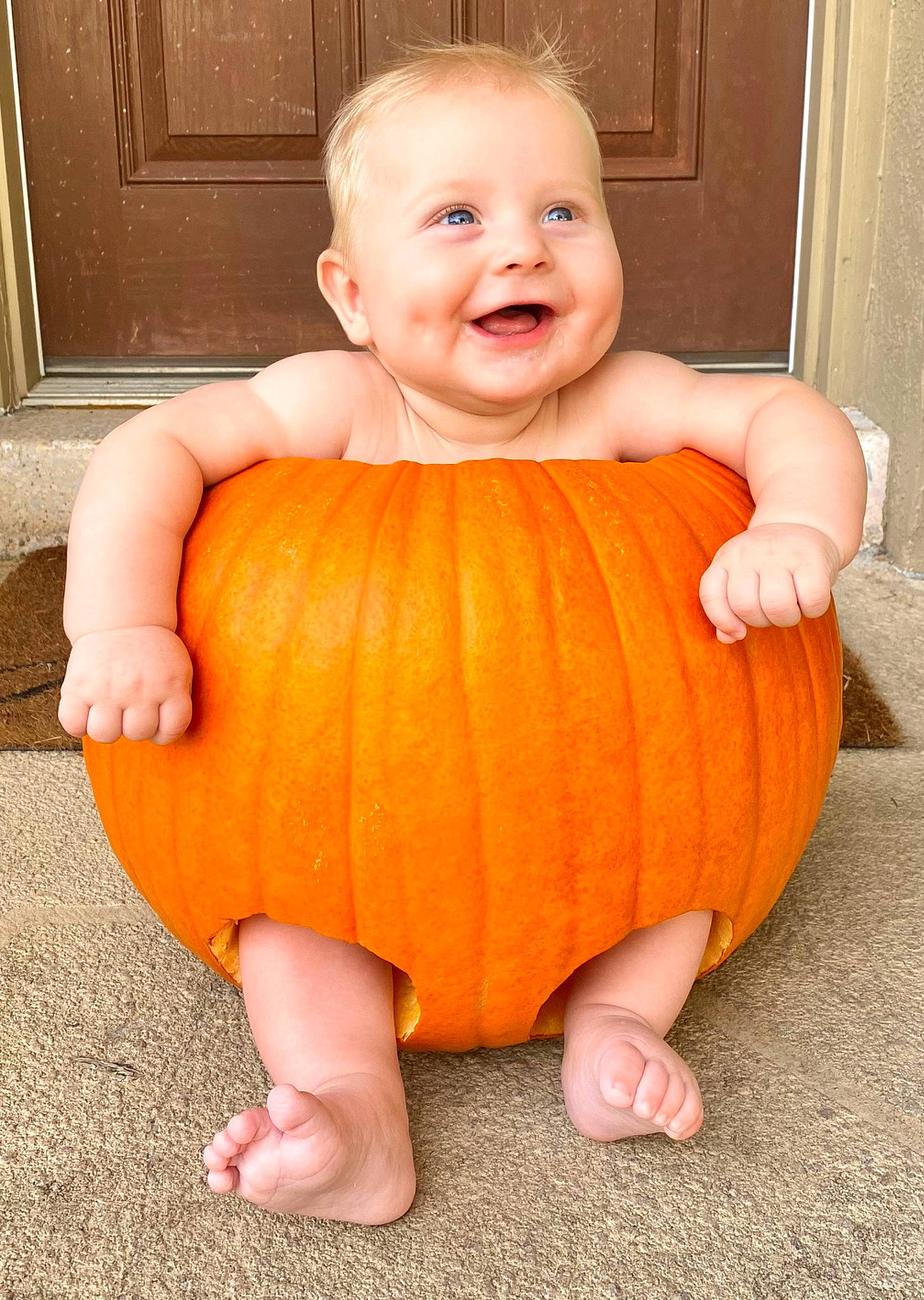 Dallas joined the competition — help win amazing prizes! calabaza, cucurbita, eye, face, facial_expression, gourd, hair, head, human_body, joy, mouth, natural_foods, orange, person, plant, pumpkin, smile, squash, toddler, vegetable