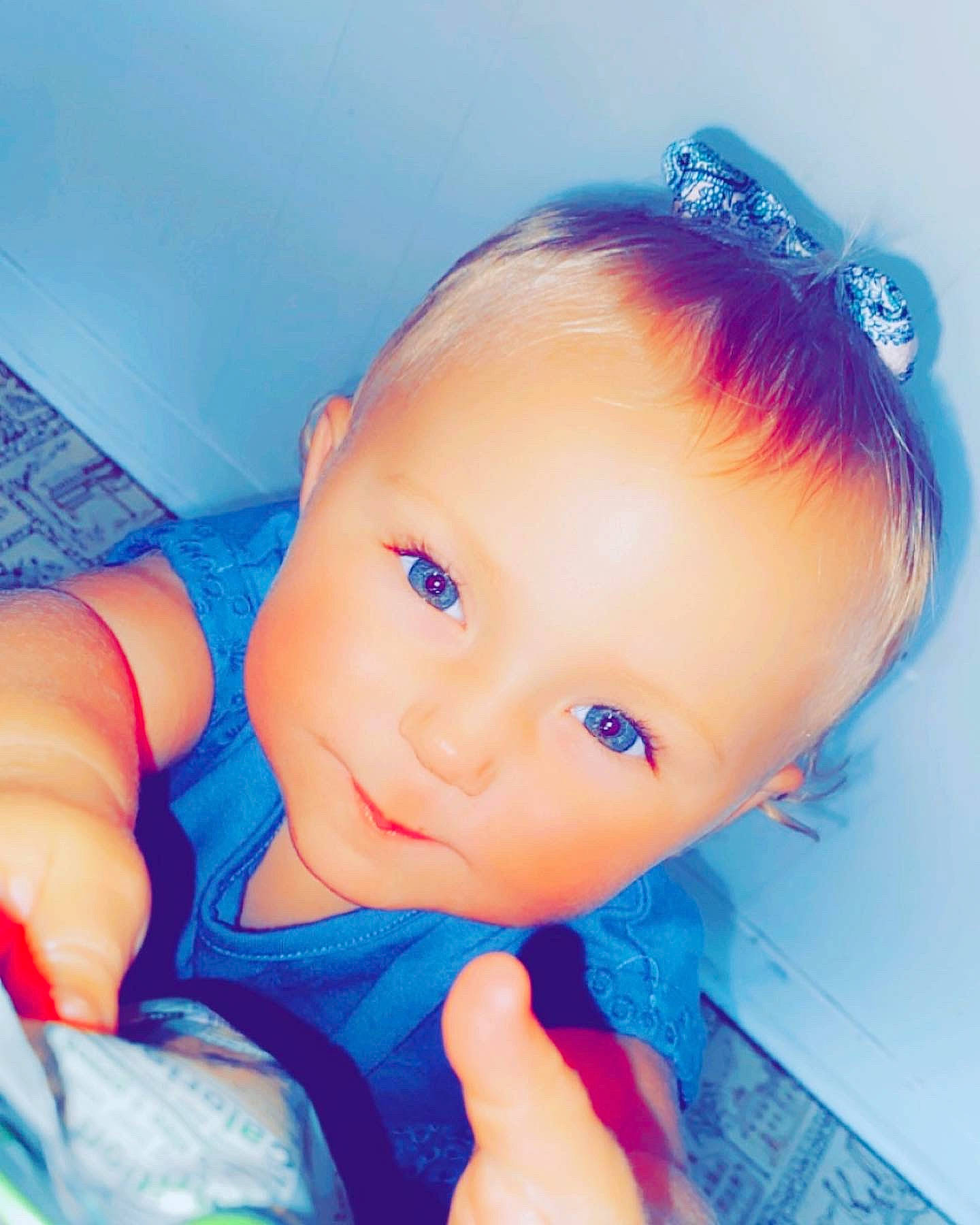 Karliah is registered to the contest to win money with this photo: baby, beauty, blue, cheek, child, chin, cool, ear, eye, eyebrow, face, forehead, hair, head, iris, lip, nose, person, pink, skin