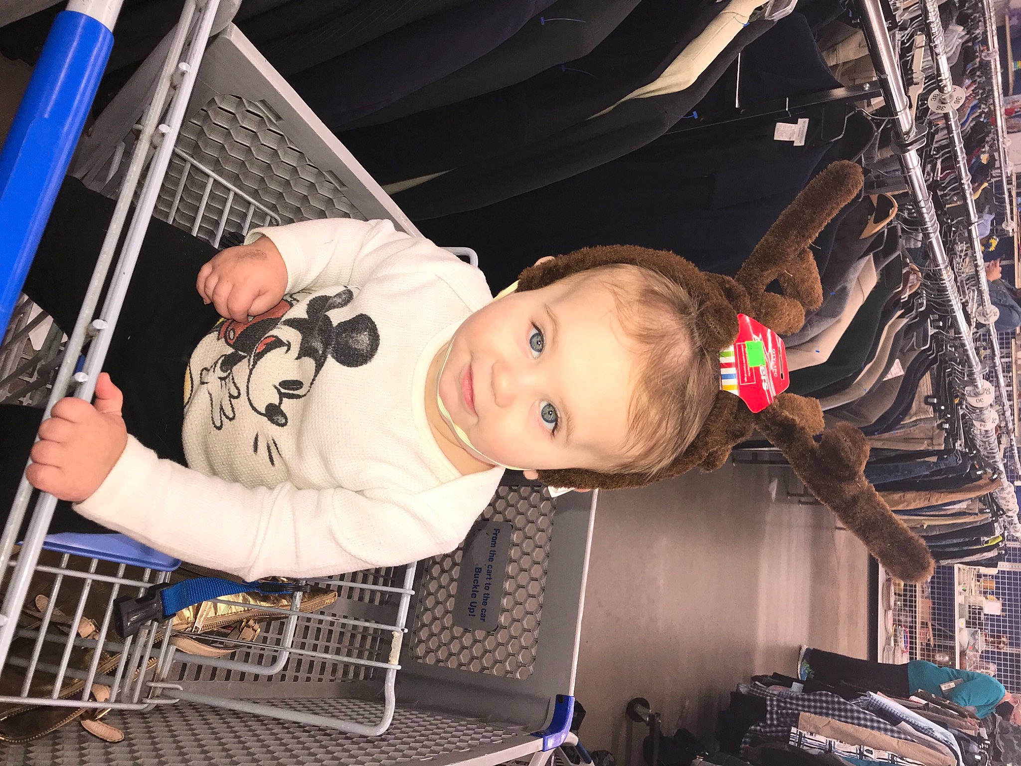 Tripp is registered to the contest to win money with this photo: baby, baby_carriage, baby_products, baby_safety, baby_toddler_clothing, child, flash_photography, fun, pattern, person, shopping_cart, snapshot, space, toddler