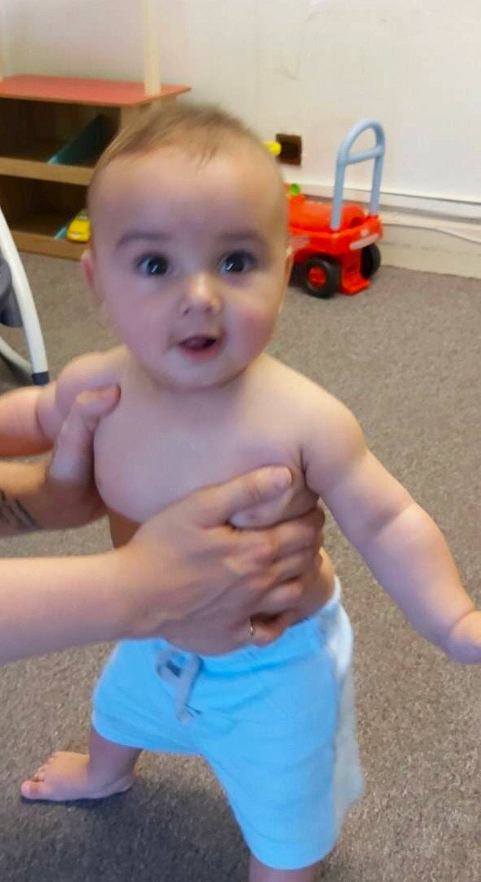 Bear joined the competition — help win amazing prizes! abdomen, arm, baby, child, finger, hand, person, play, skin, smile, thumb, toddler, trunk