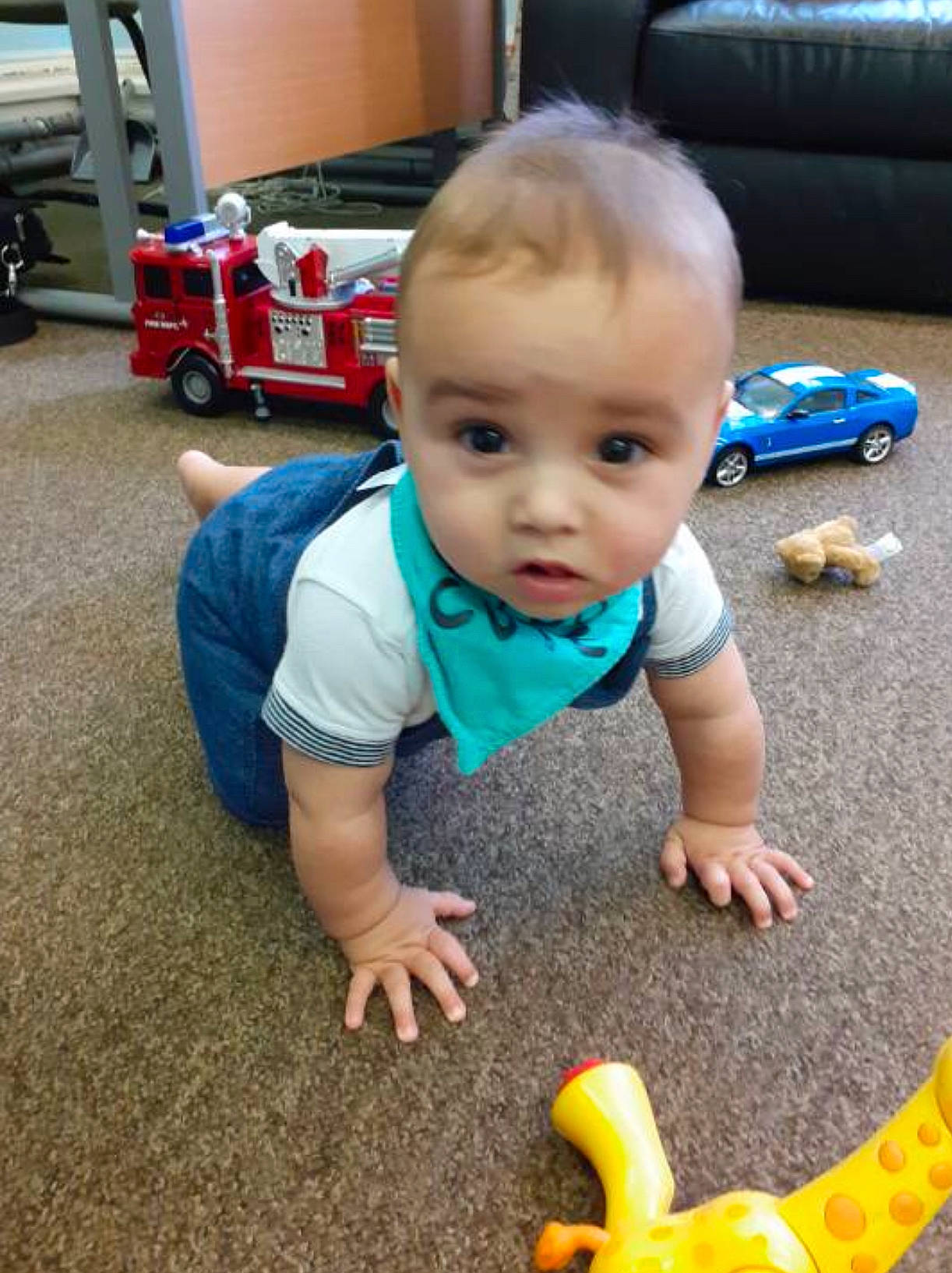 Bear joined the competition — help win amazing prizes! baby, baby_products, car, cheek, child, crawling, leg, person, play, product, toddler, toy, tummy_time, vehicle