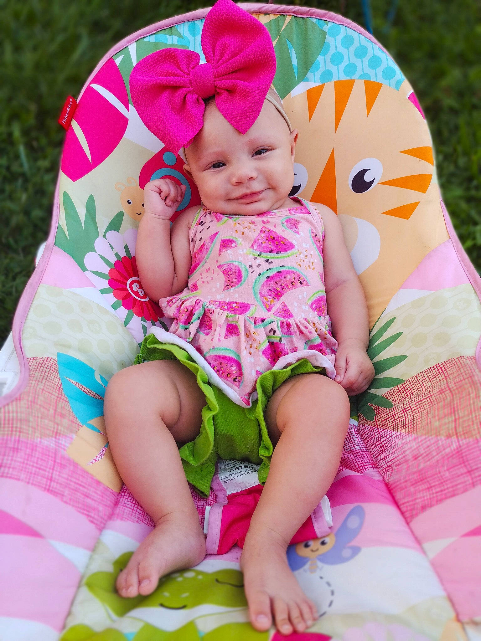 Kadriana joined the competition — help win amazing prizes! baby_toddler_clothing, comfort, dress, eye, face, facial_expression, grass, happy, head, headwear, leg, leisure, magenta, people_in_nature, person, pink, purple, skin, sleeve, smile