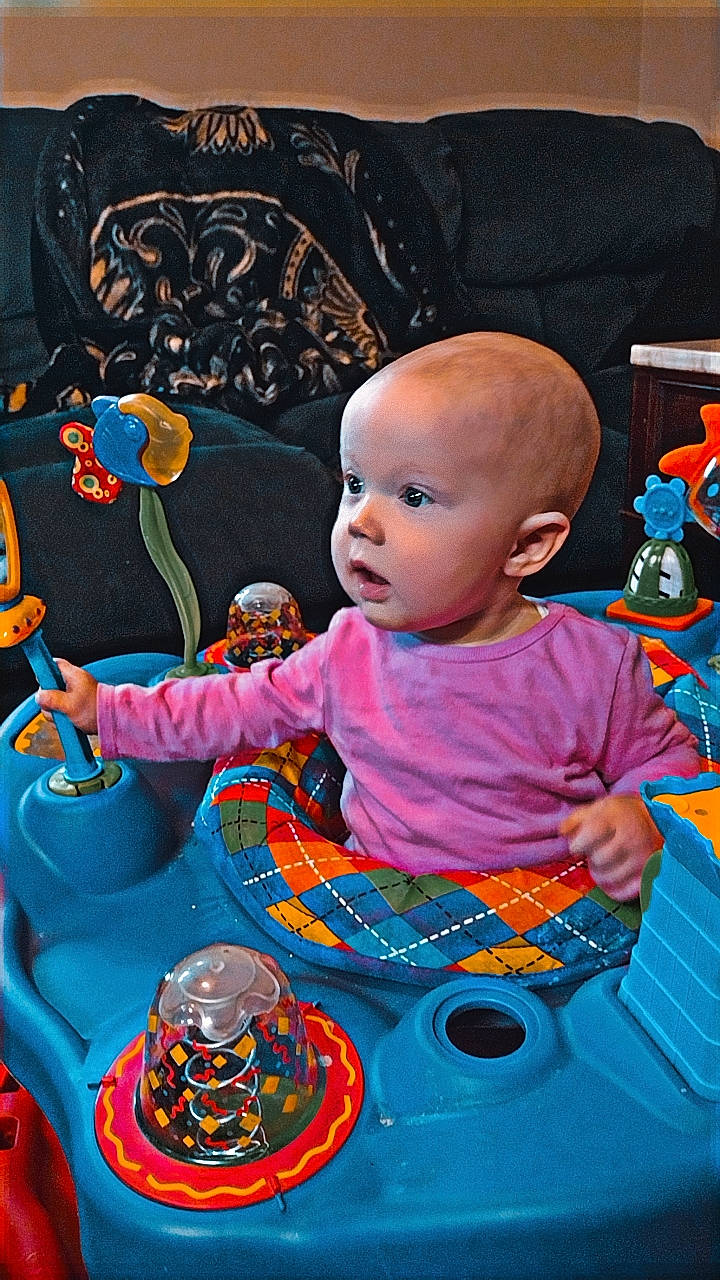 Vivianna joined the competition — help win amazing prizes! art, baby, baby_products, baby_toddler_clothing, baby_toys, cheek, child, electric_blue, fictional_character, fun, magenta, person, pink, plastic, play, product, purple, riding_toy, sitting, surprise