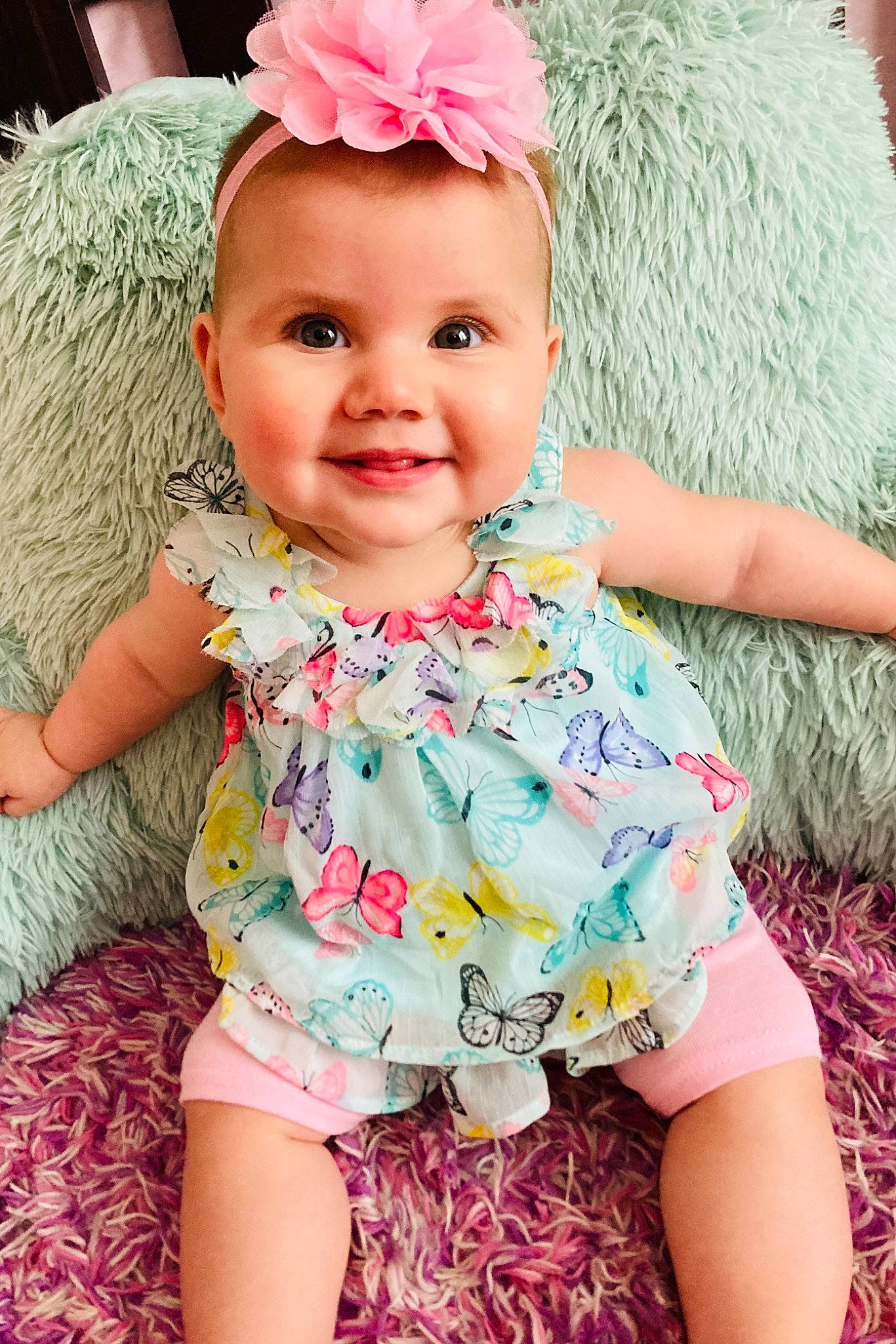 Alexis joined the competition — help win amazing prizes! baby_toddler_clothing, blue, cheek, chin, clothing, dress, eye, face, facial_expression, green, happy, head, joy, organ, person, plant, product, purple, skin, sleeve