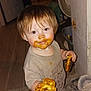 Sapphire joined the competition — help win amazing prizes! toddler, child, food, messy_face, snack, cheese, indoor, person, clothing, shirt, pants, floor, shoes, fan, home, cute, smile, face, hand, young_child
