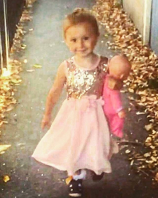 Serenity-rose is registered to the contest to win money with this photo: baby, bridal_party_dress, child, child_model, clothing, dress, flower_girl, footwear, formal_wear, joy, person, pink, shoe, smile, standing, toddler