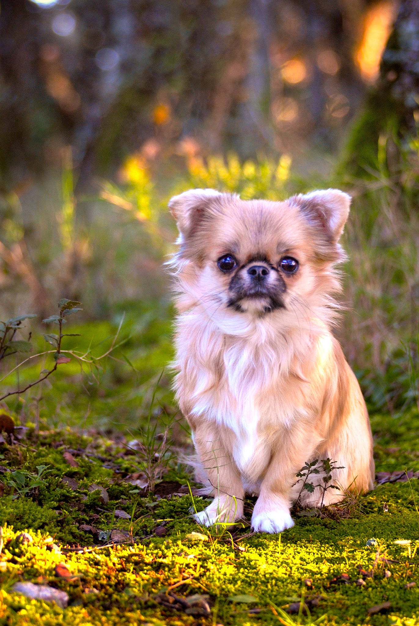 Pamplune participe au concours pour gagner de l'argent avec cette photo : canidae, carnivore, companion_dog, dog, dog_breed, fawn, grass, mammal, plant, pomeranian, puppy, snout, sporting_group, tibetan_spaniel, toy_dog, tree, vertebrate, whiskers