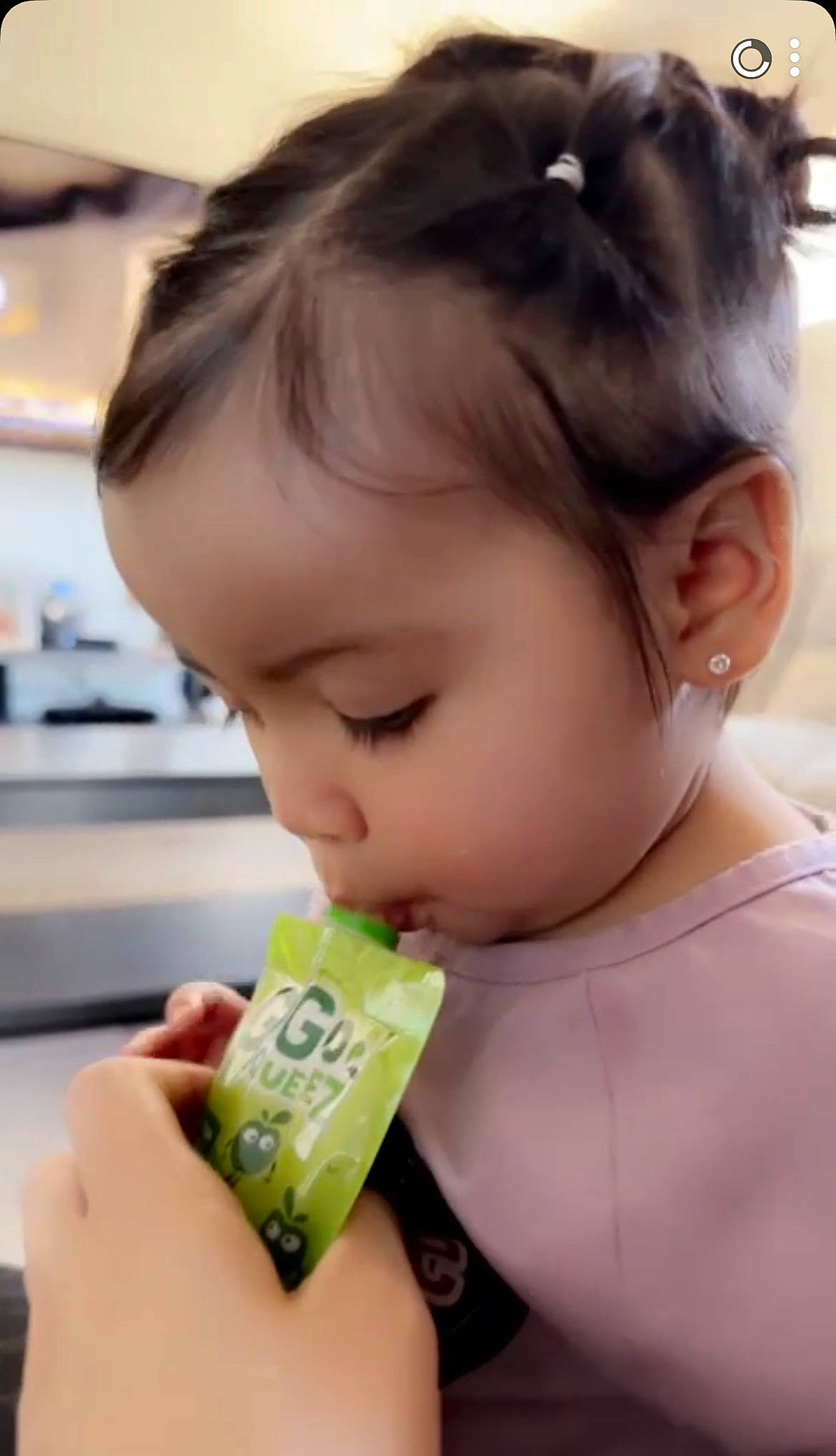 Araceli is registered to the contest to win money with this photo: baby, baby_toddler_clothing, black_hair, cheek, child, comfort_food, drink, ear, eyebrow, eyelash, finger, happy, kitchen_appliance, lip, nail, neck, nose, person, skin, sweetness