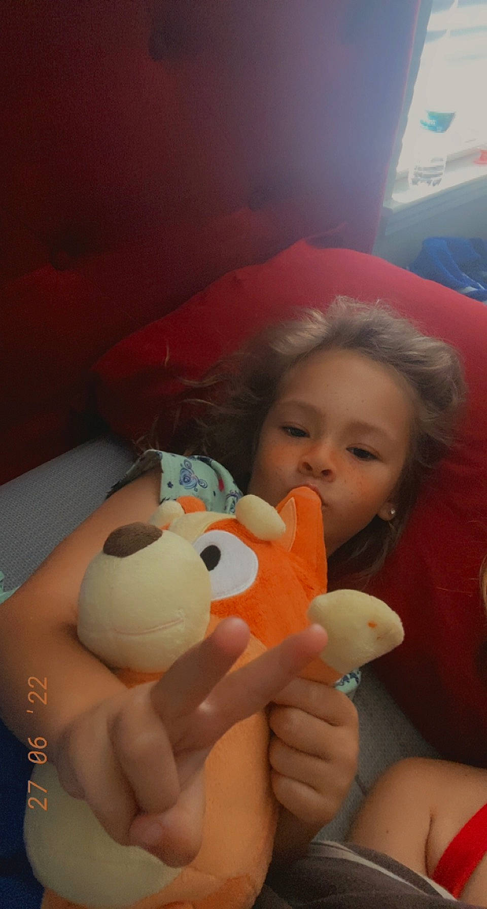 Athena joined the competition — help win amazing prizes! beauty, cheek, child, comfort, eye, finger, fun, happy, head, lip, mammal, mouth, nose, orange, organ, person, skin, teddy_bear, thumb, toddler