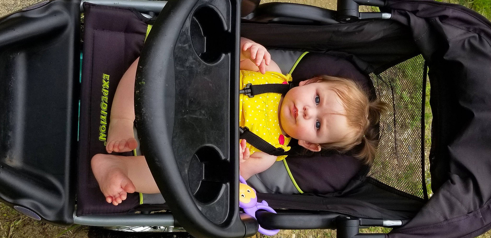 Meredith joined the competition — help win amazing prizes! auto_part, baby, baby_carriage, baby_products, car_seat, child, person, product, sitting, steering_wheel, toddler