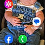 Legend is registered to the contest to win money with this photo: app_icons, baby, buckle, car_seat, closeup, clothing, denim, eyes, face, facebook_icon, gallery_icon, hands, infant, messages_icon, overalls, phone_icon, portrait, screenshot, shoes, snapchat_icon