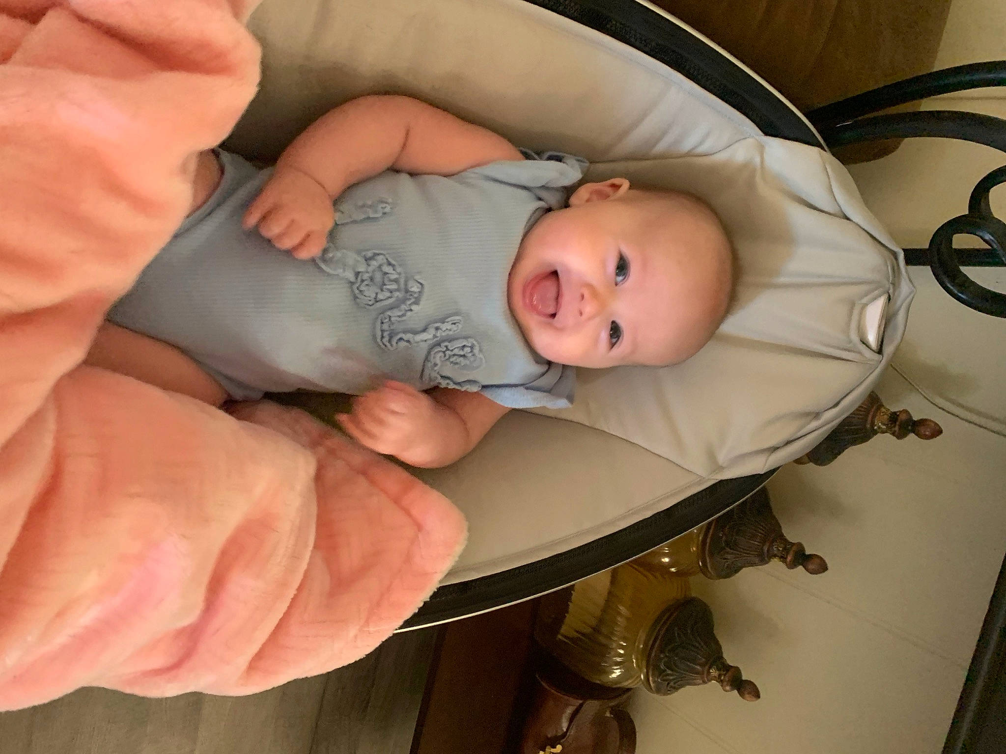 Lily Grace joined the competition — help win amazing prizes! baby, baby_products, baby_safety, baby_toddler_clothing, child, comfort, eye, finger, gesture, hand, head, infant_bed, nail, person, room, skin, smile, thumb, toddler, wood