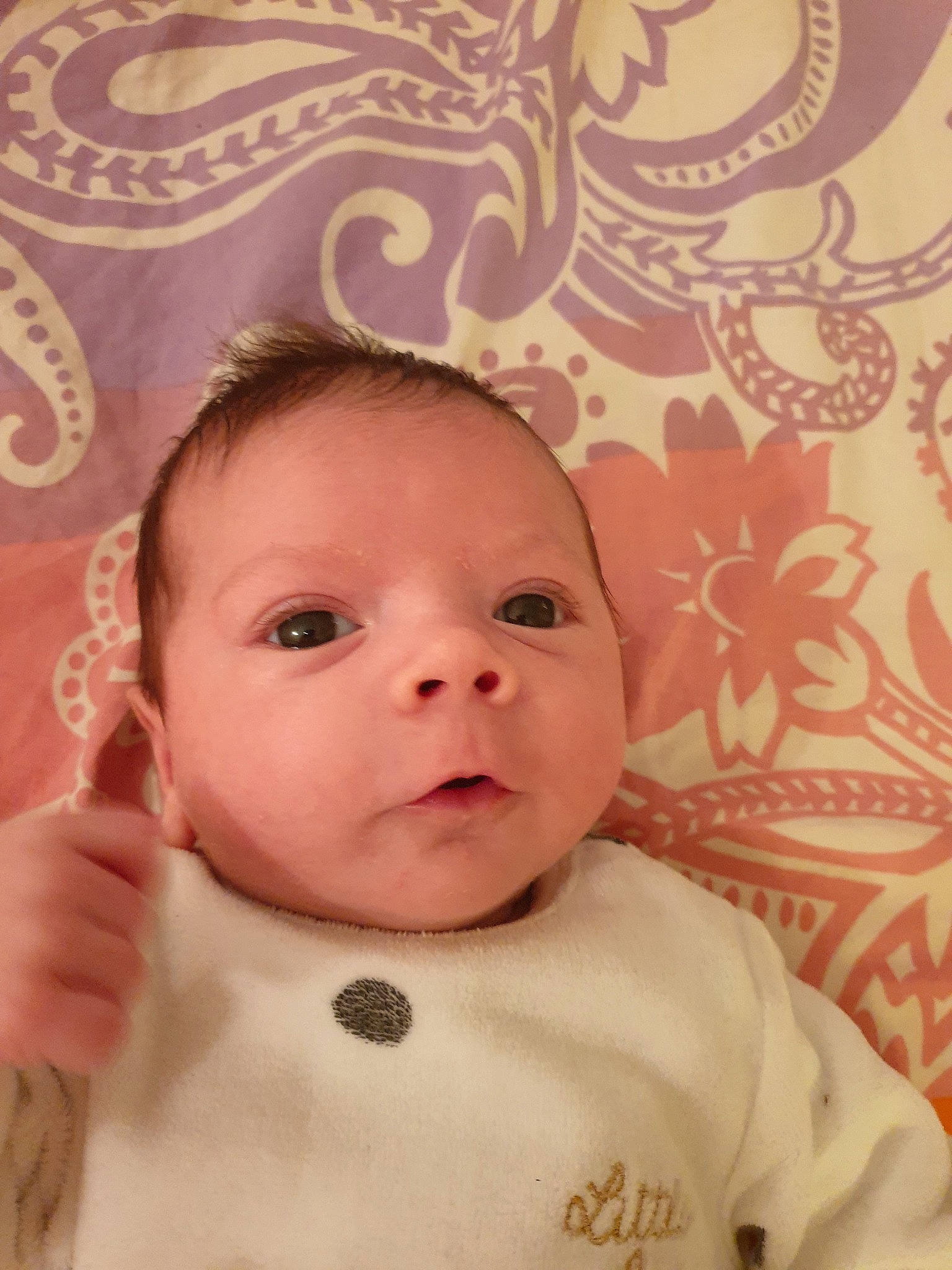 Ethan participe au concours pour gagner de l'argent avec cette photo : baby, cheek, child, chin, eye, face, forehead, head, iris, lip, mouth, nose, person, pink, skin, smile, toddler