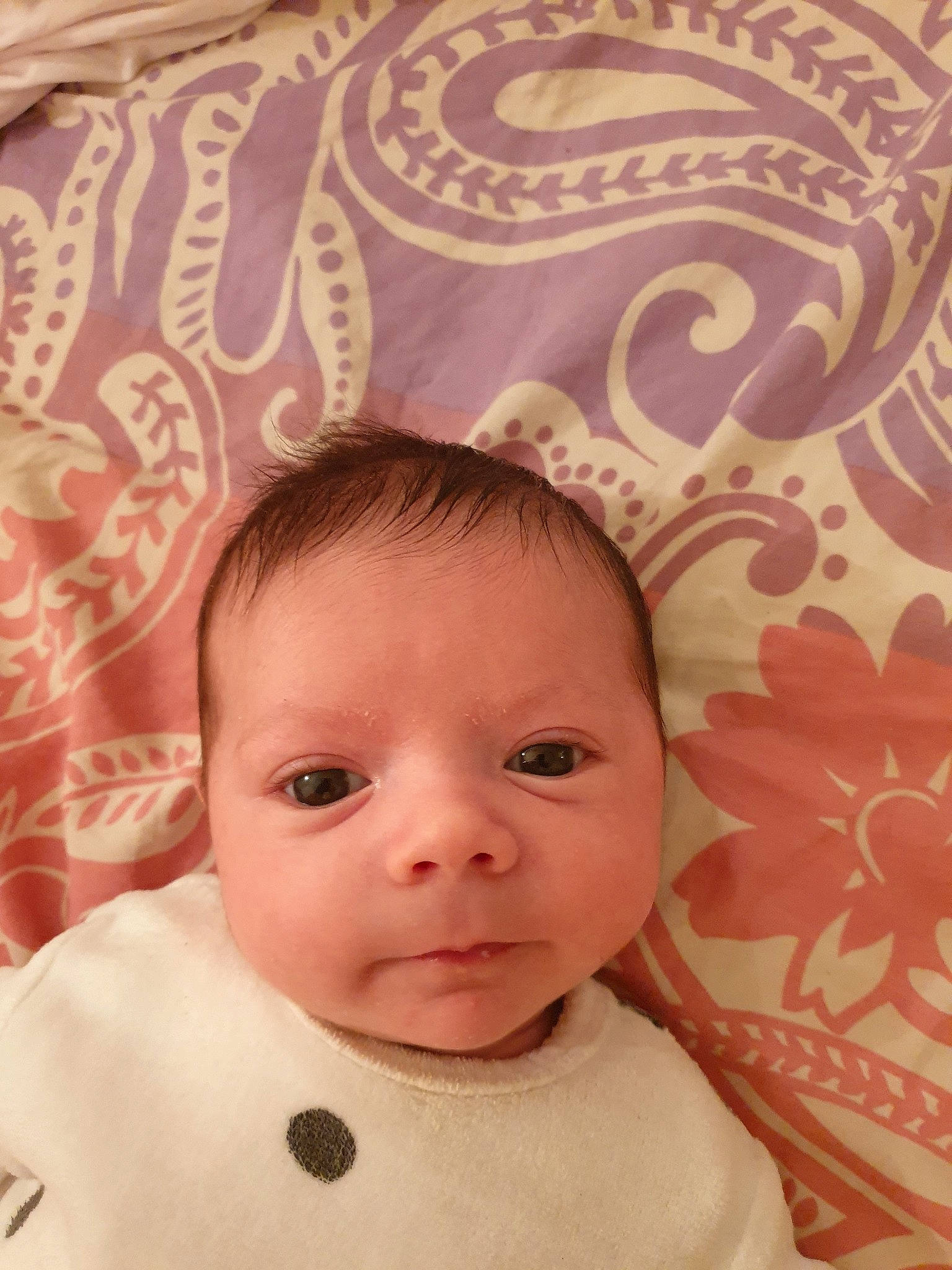 Ethan participe au concours pour gagner de l'argent avec cette photo : baby, cheek, child, chin, close_up, eye, face, forehead, head, iris, lip, mouth, nose, person, pink, room, skin, smile, toddler