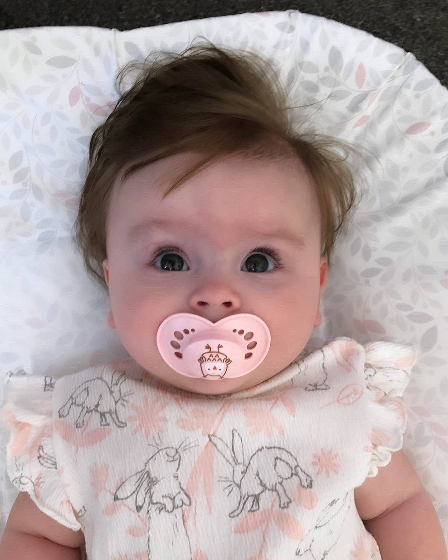 Harper joined the competition — help win amazing prizes! baby, baby_toddler_clothing, cheek, chin, eye, eyebrow, eyelash, face, head, human_body, iris, lip, mouth, nose, outerwear, person, skin, sleeve, smile, textile