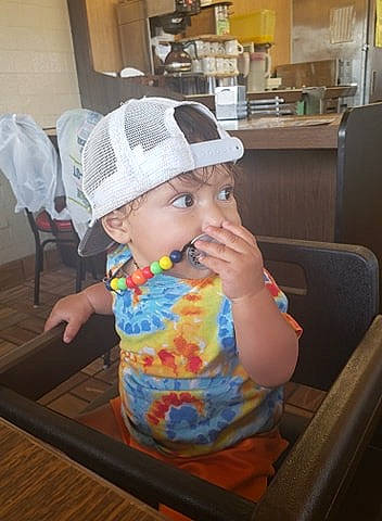 Derrick joined the competition — help win amazing prizes! baby, cap, child, fashion_accessory, hat, headgear, headwear, person, sun_hat, toddler, vacation